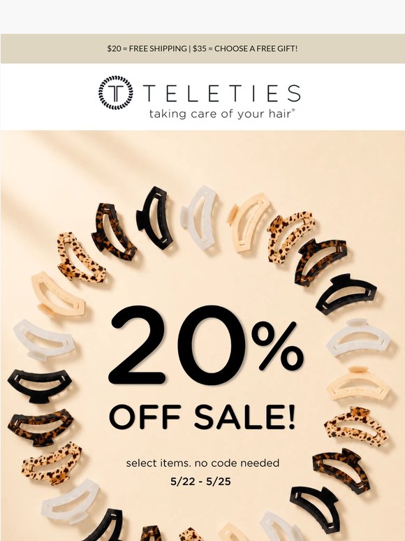 20% OFF SELECT ITEMS CONTINUES