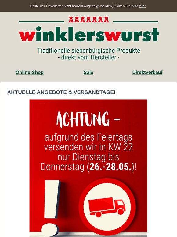 Aktuelle Angebote & Versandtage!