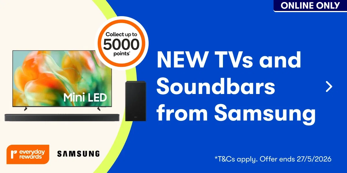 Collect up to 5000 points on NEW TVs and Soundbars from Samsung - T&Cs Apply. Offer Ends 27/05/2026 - Online only