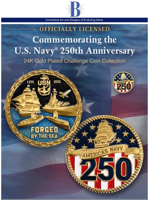 Limited to 5,000! U.S. Navy 250th Anniversary Challenge Coins