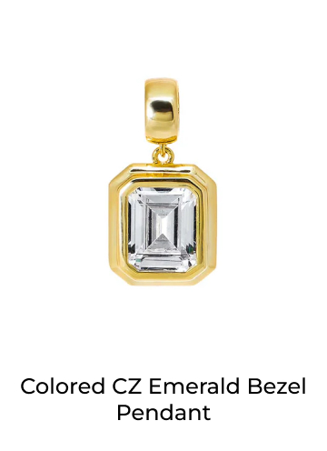 Colored CZ Emerald Bezel Pendant