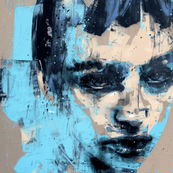 abstract blue portrait