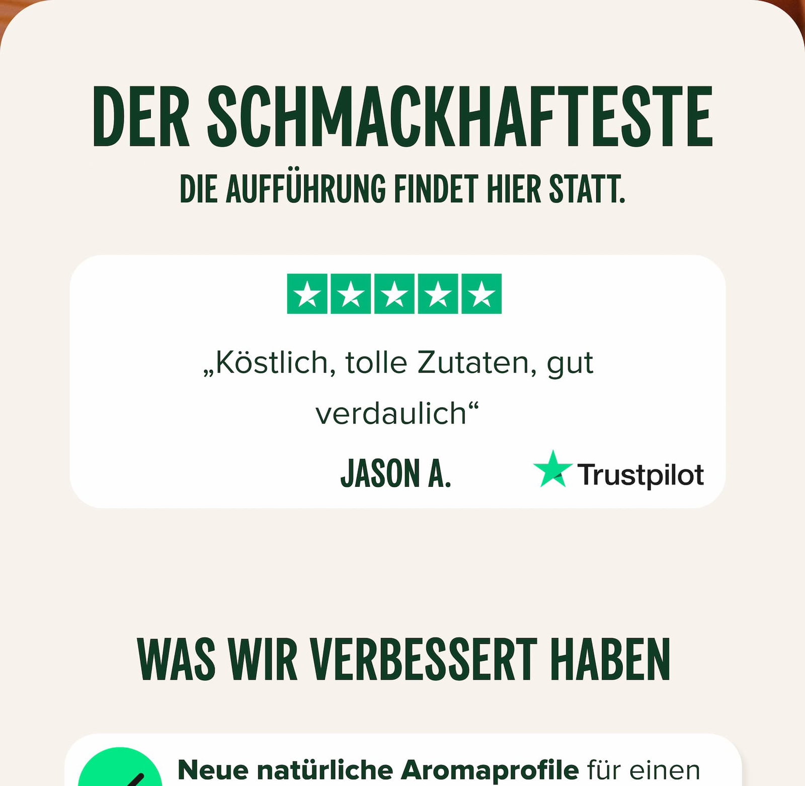 Der schmackhafteste Die Aufführung findet hier statt. WAS WIR VERBESSERT HABEN