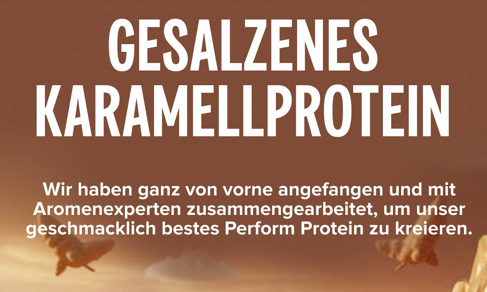 GESALZENES KARAMELLPROTEIN Wir haben ganz von vorne angefangen und mit Aromenexperten zusammengearbeitet, um unser geschmacklich bestes Perform Protein zu kreieren.