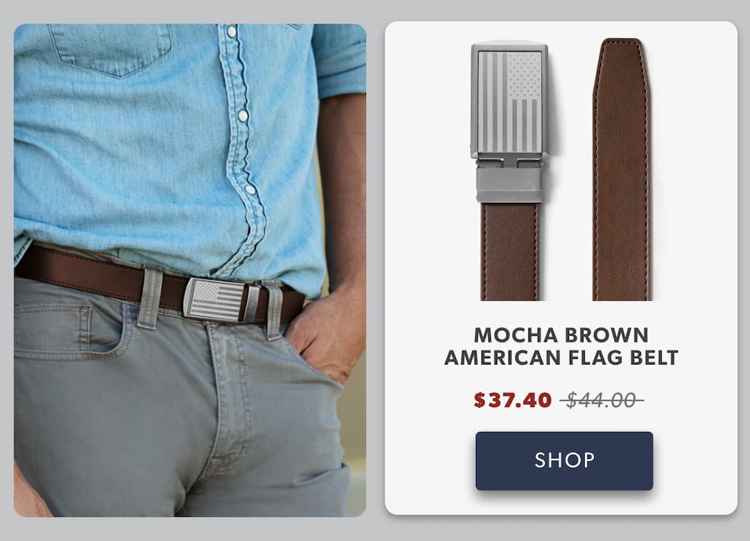 Mocha Brown American Flag Belt