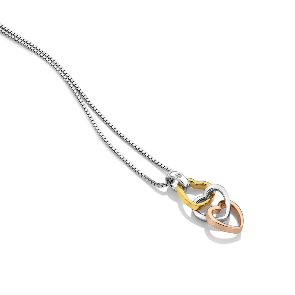 Image of Trio Triple Heart Pendant - Rose and Yellow Gold