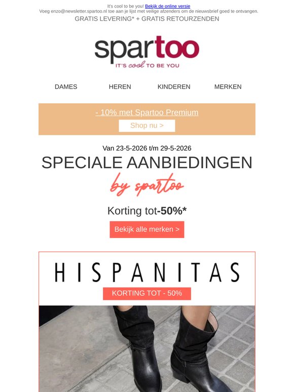✨ Een nieuwe look! Tot 50% korting op Puma, Hispanitas, Lauren Ralph Lauren, Only en Allrounder by Mephisto met gratis levering