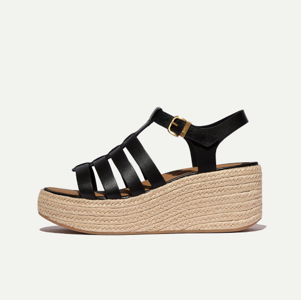 PLATFFORMS Espadrille Leather Fisherman Wedge Sandals