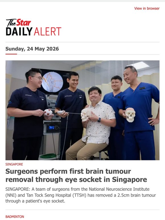 Surgeons perform first brain tumour removal through eye socket in Singapore