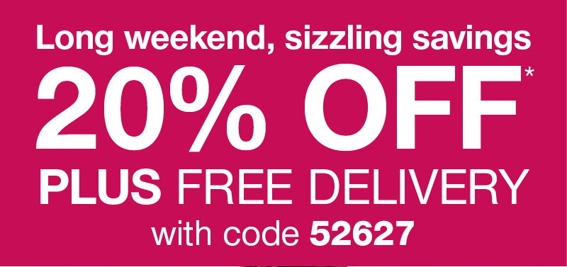 20% off plus free delivery with code 52627