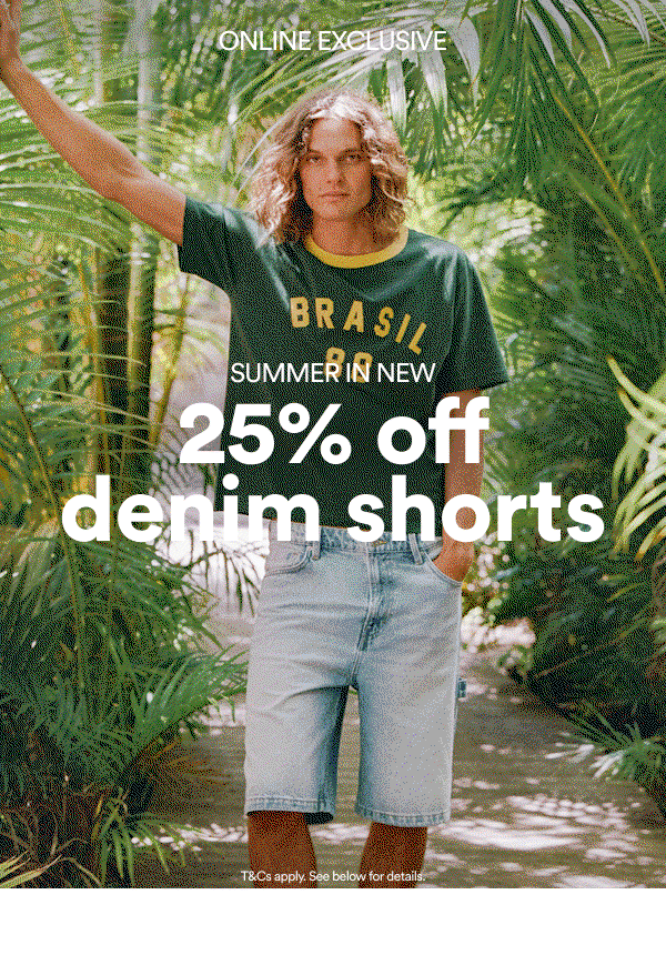 Summer in New, 25% off denim shorts online exclusive
