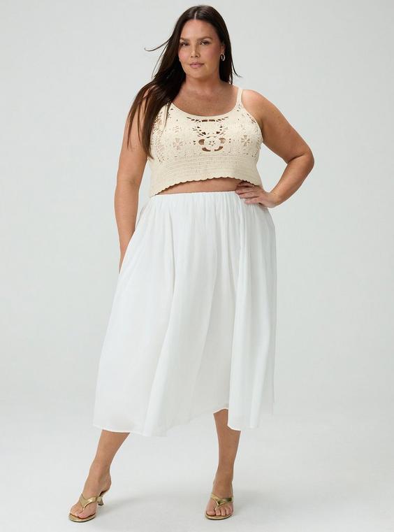 Studio Shirred Waist Tea Length Skirt