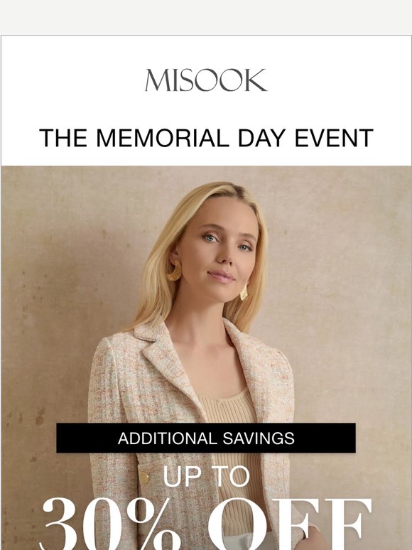 Memorial Day Event: Up to an Extra 30% Off Sale Styles