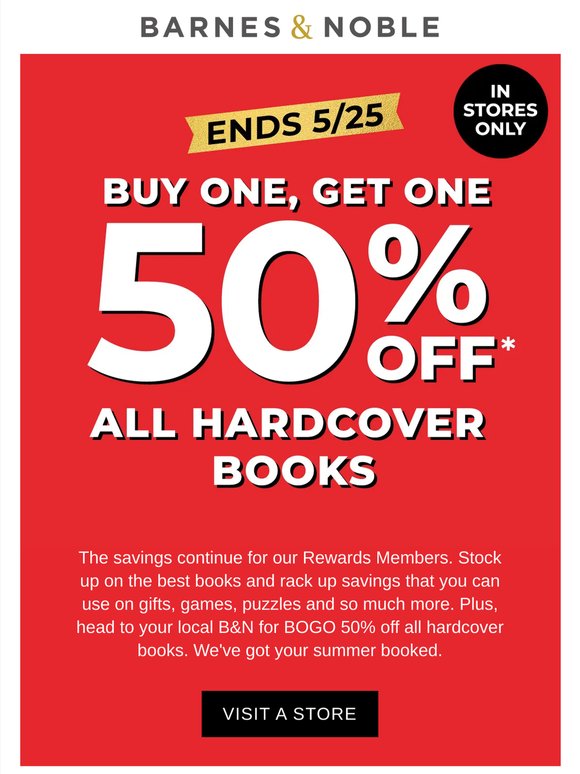 BOGO 50% Off All Hardcover Books In Store