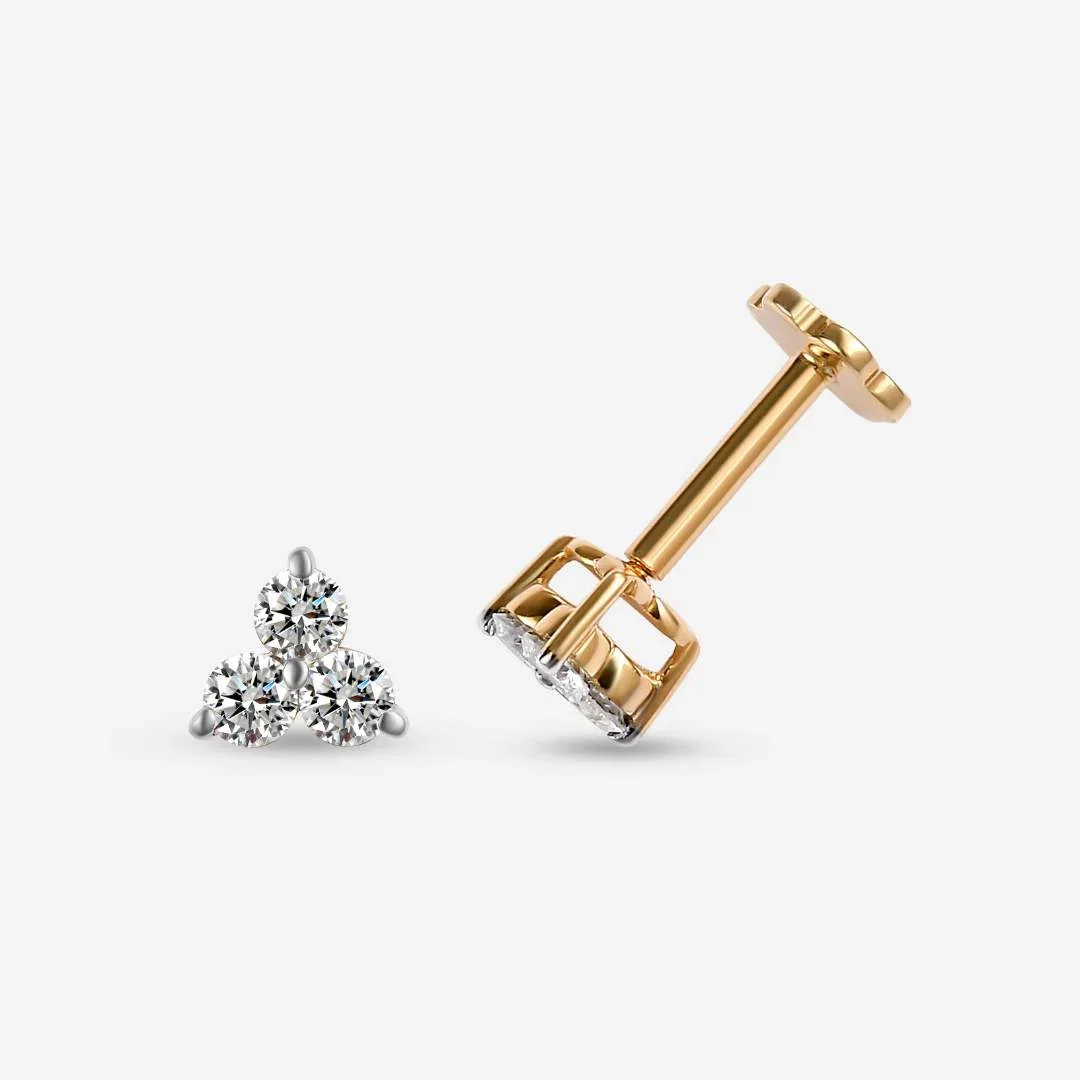 Image of Versa Trinity Lab Grown Diamond Sleep Stud Earrings