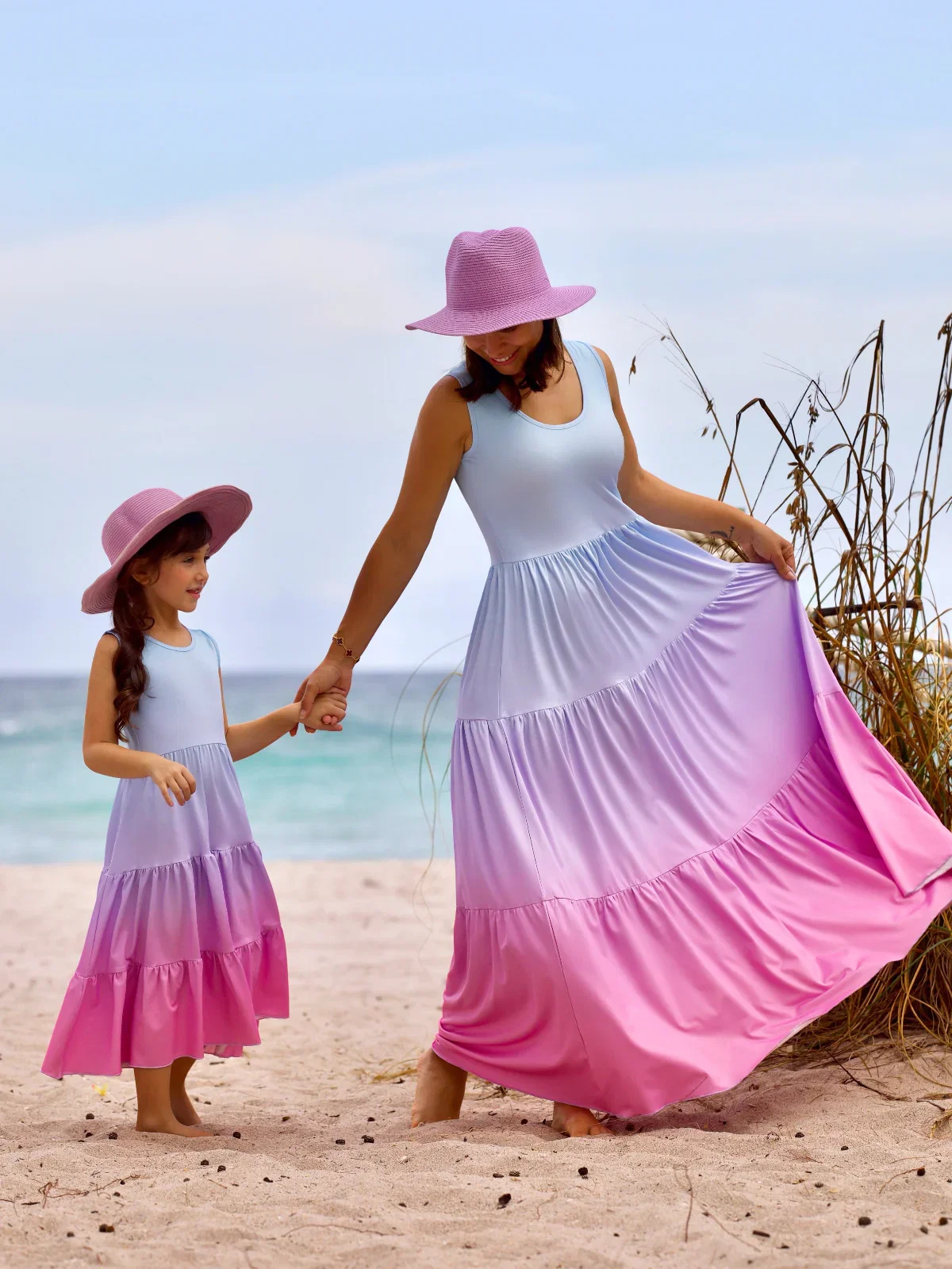 Image of Mommy and Me Pastel Ombre Tiered Maxi Dress
