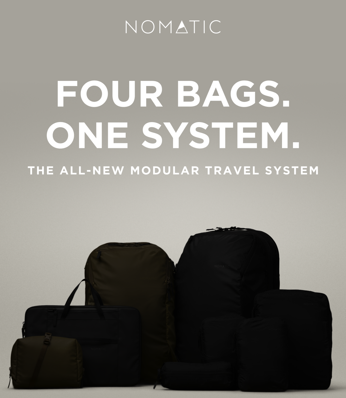 FOUR BAGS. ONE SYSTEM.  The all-new modular travel system