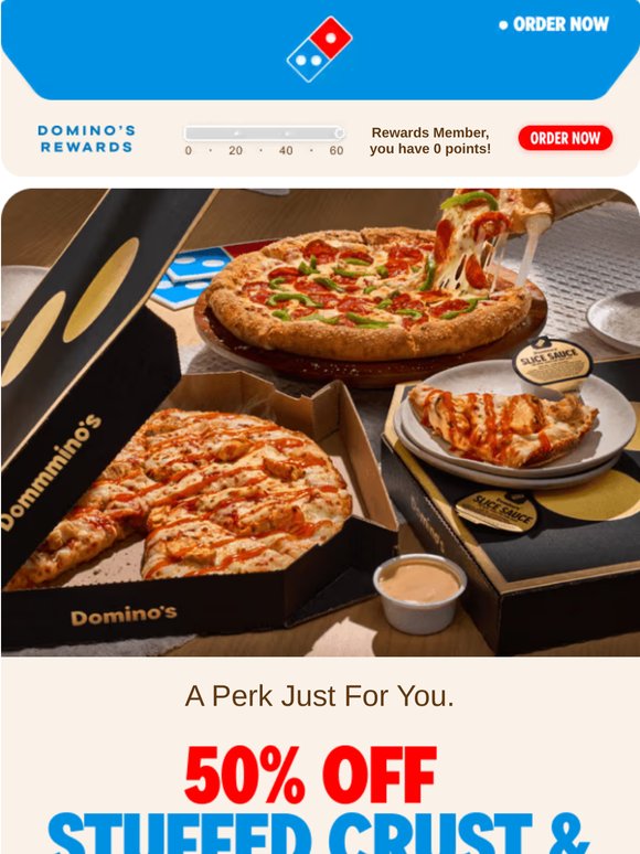 Get 50% OFF Stuffed Crust or Pan Pizzas