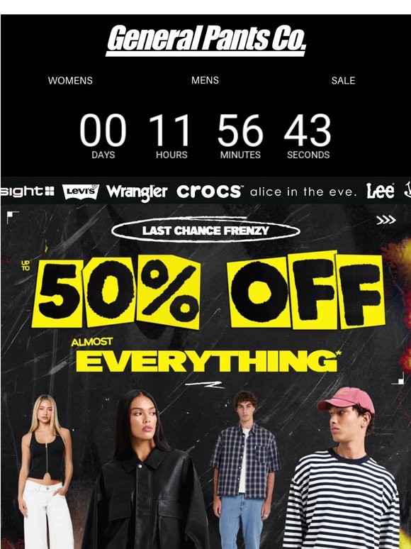 UP TO 50% OFF (almost) EVERYTHING* ENDS MIDNIGHT