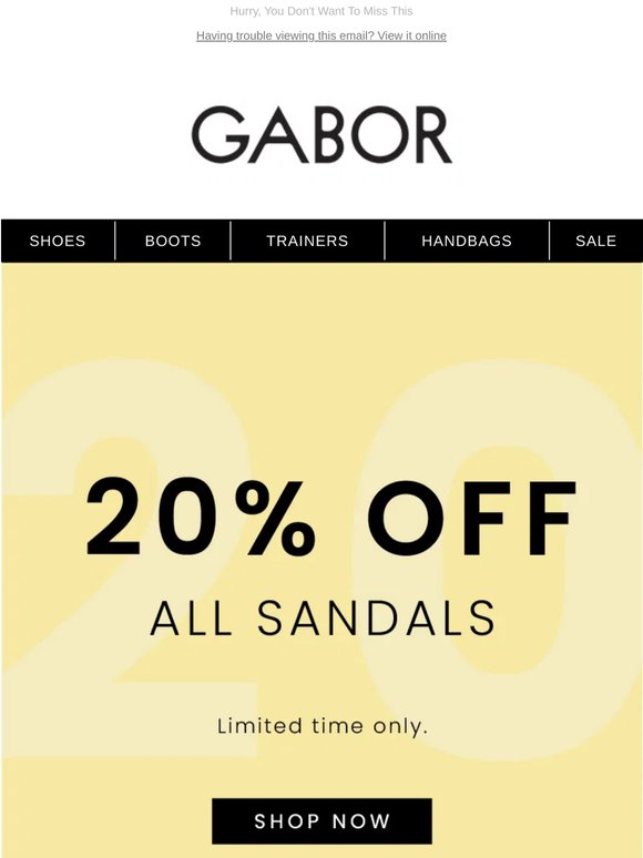 20% Off Sandals Continues...