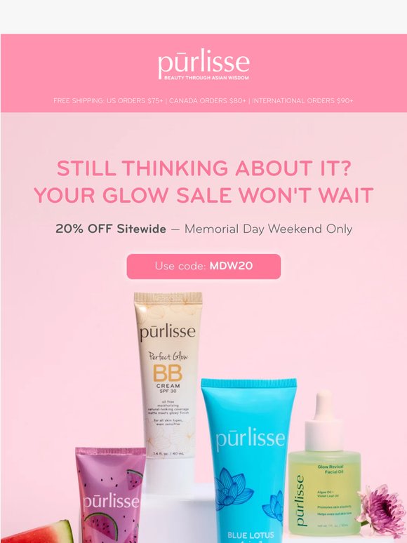 SPF, skincare, glow — now 20% off for a limited time.