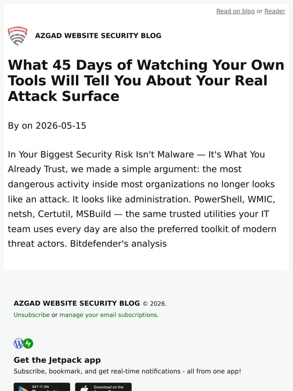 What 45 Days of Watching Your Own Tools Will Tell You About Your Real Attack Surface