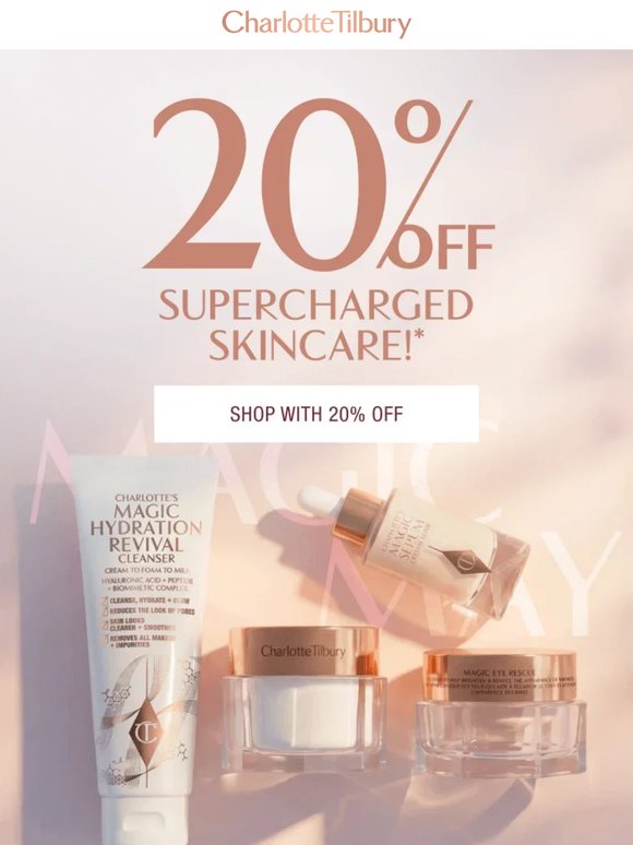 20% Off Charlotte’s Supercharged Skincare Icons 🤍
