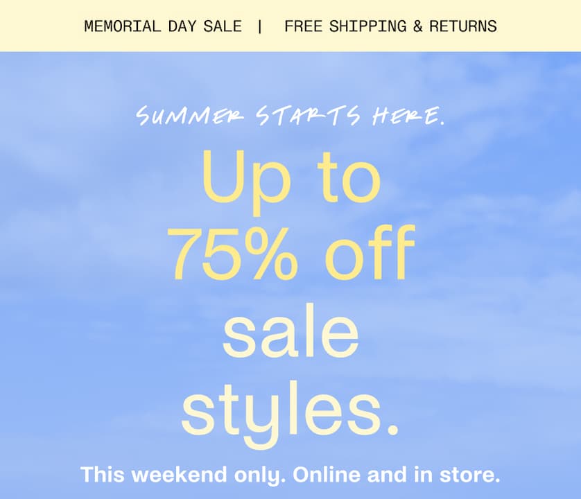 Up to 75% off sale styles