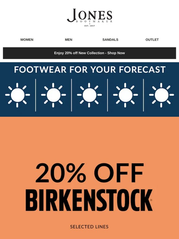 NOW ON: 20% OFF BIRKENSTOCK ☀️