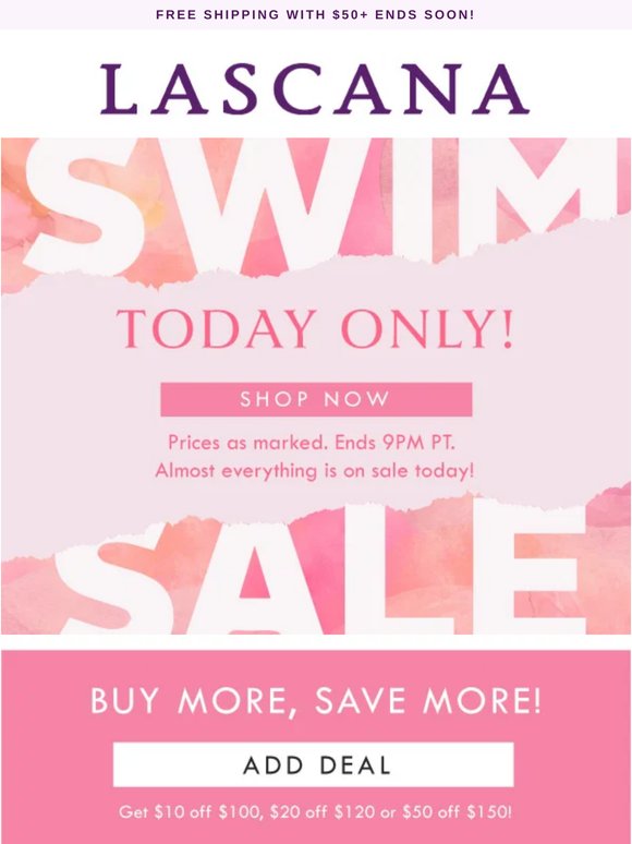Hurry! Extra $50 Off + Swim Sale Ends TONIGHT⏰