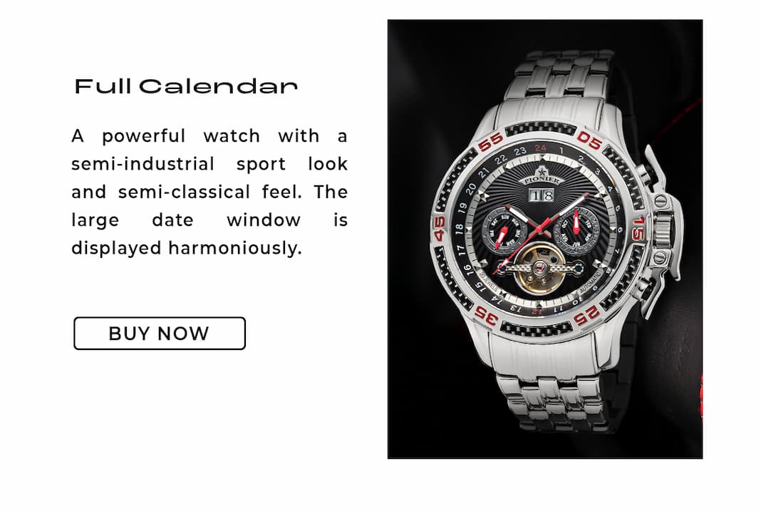 Full calendar silver watch.