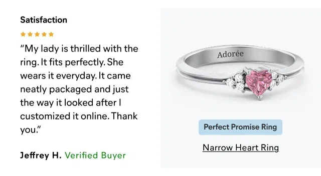 Narrow Heart Ring with Shoulder Accents