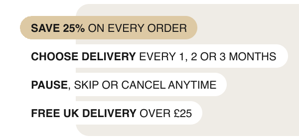 Subscription option to support a consistent daily routine for long-term skin health