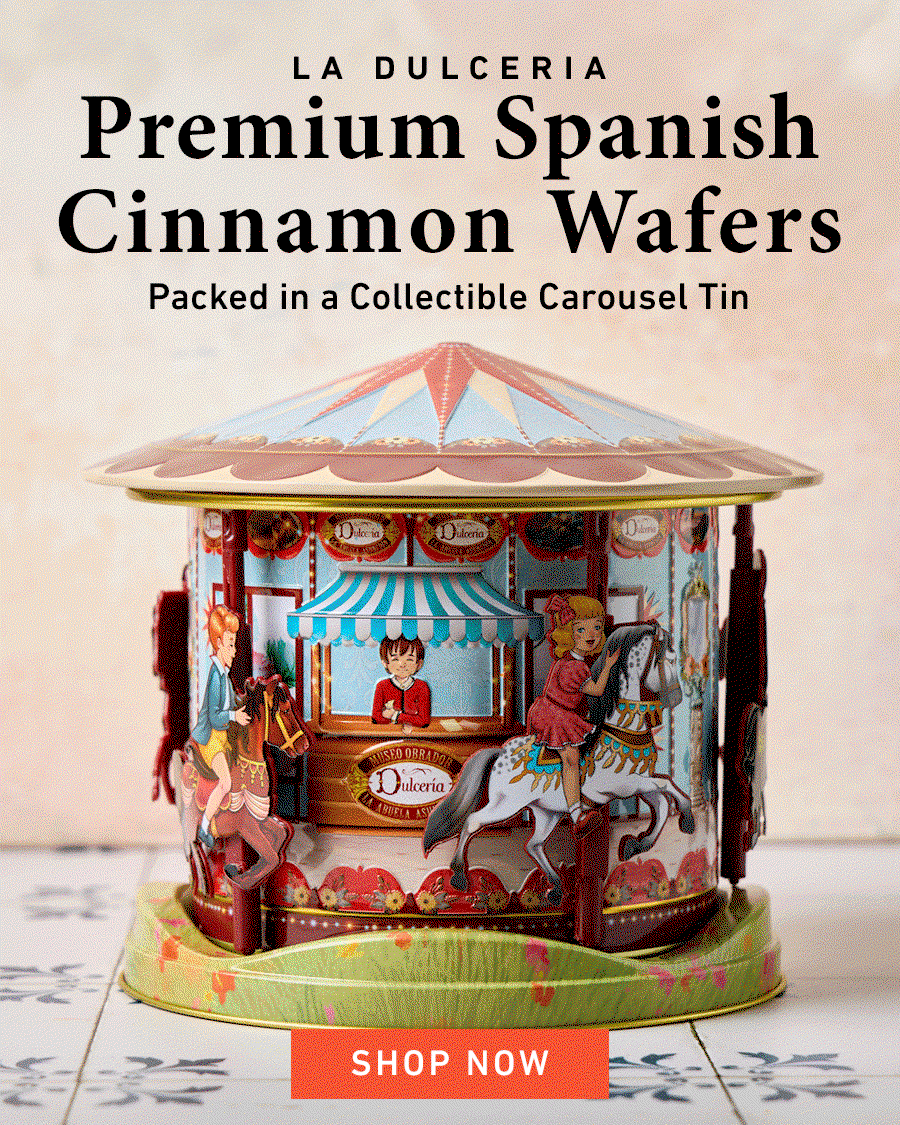 La Dulcería Premium Spanish Cinnamon Wafers Packed in a Collectible Carousel Tin