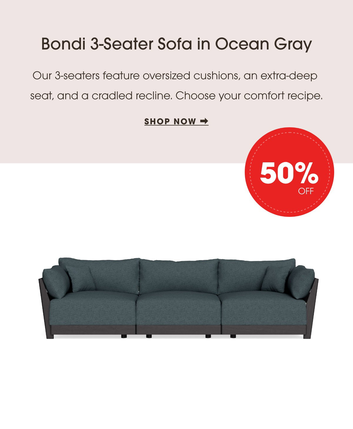 Bondi 3-seater Sofa in Ocean Gray