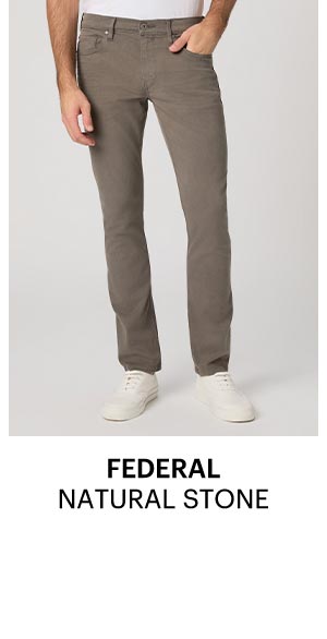 Transcend Federal 32" Slim Straight Jean in Natural Stone.