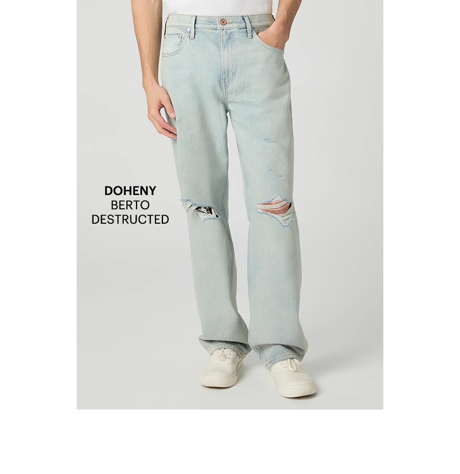 Heritage Doheny 32" Relaxed Straight Jean in Berto Destructed.