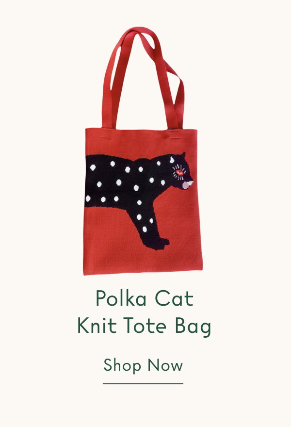 polka cat tote bag