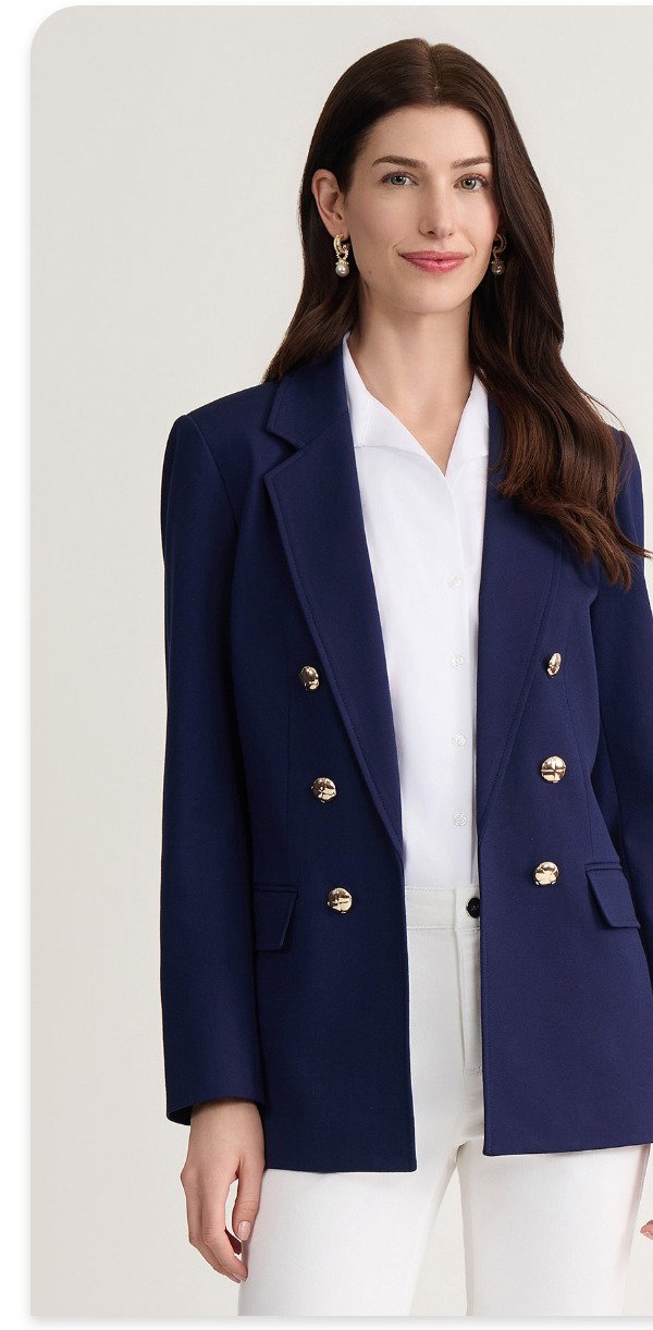 Faux Double Breasted Jacket, Modern Compression