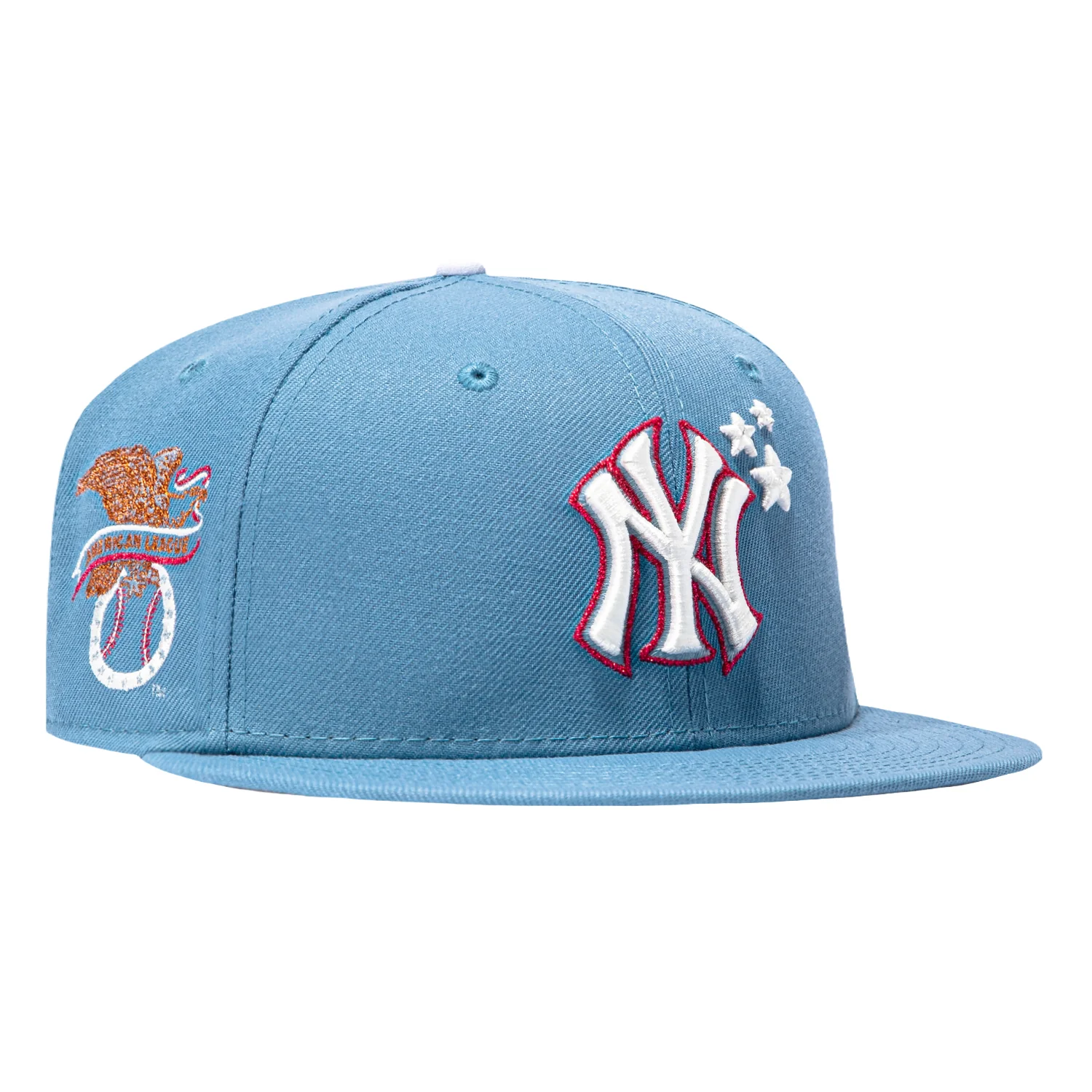 Image of New Era 59Fifty Trophy Tour New York Yankees American League Eagle Patch Stars Hat - Indigo