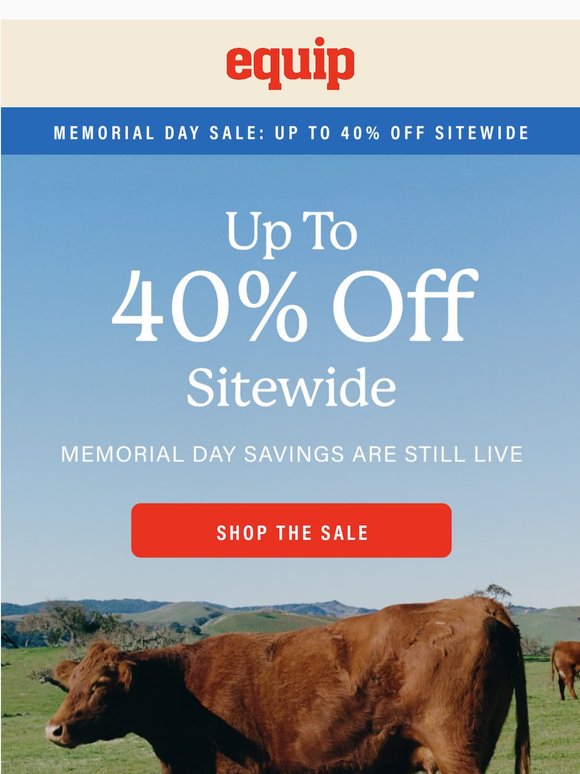 Save Up to 40% for Memorial Day