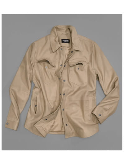 Wren Lightweight Leather Snap Front Shirt Jacket