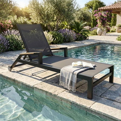 Bild OUTLIV. Melbourne Gartenliege verstellbar Aluminium/Textilene Anthrazit 