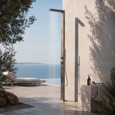Bild OUTLIV. Rimini Gartendusche Warmwasser Edelstahl Silber