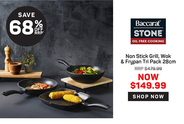 Baccarat STONE Non Stick Grill, Wok & Frypan Tri Pack 28cm