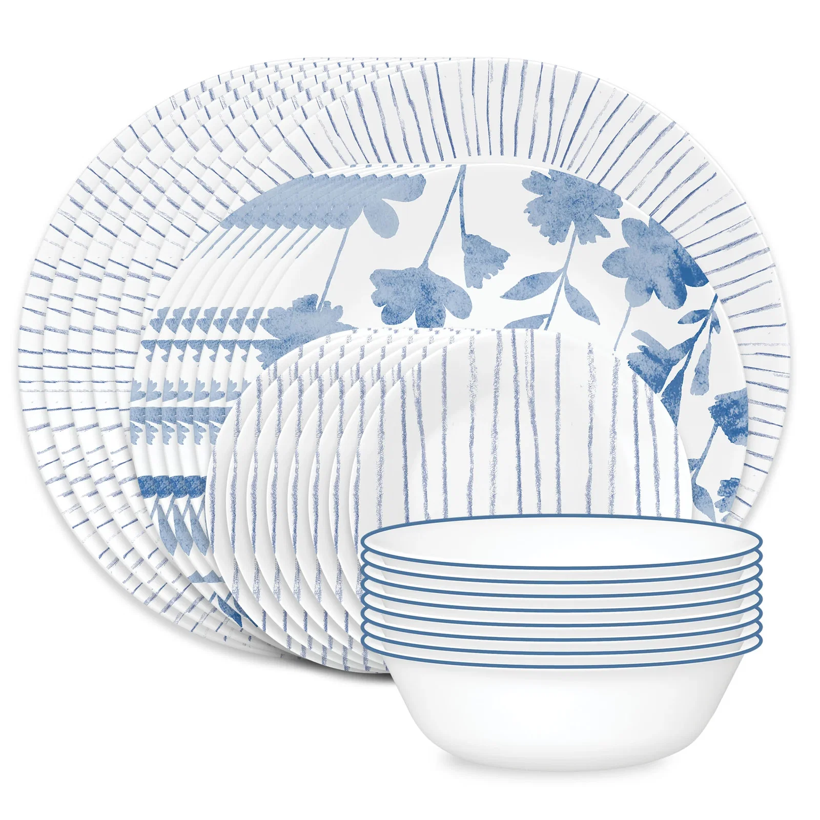 Image of Corelle® Botanical Stripes 32-piece Dinnerware Set, Service for 8