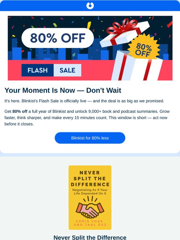 🔥 80% off Blinkist — Flash Sale is LIVE