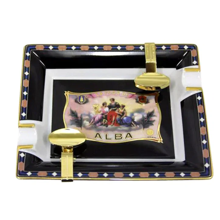 Image of Elie Bleu Black Flor de Alba Porcelain Ashtray