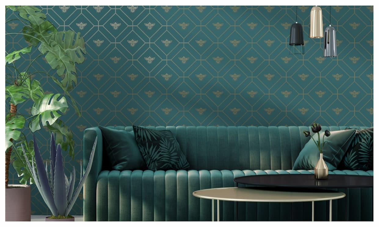 Honeycomb Bee Wallpaper Teal World of Wallpaper 50400