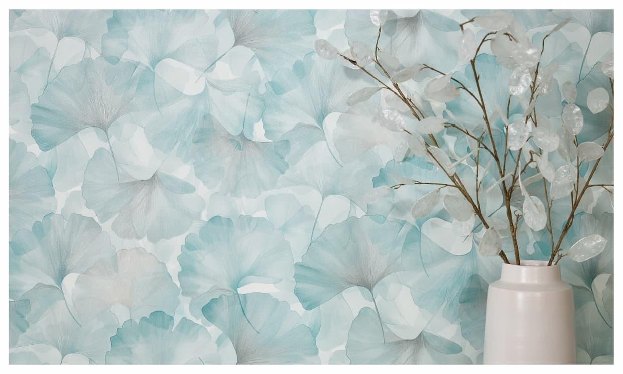 Ginko Dream Vinyl Wallpaper Teal Erismann 10470-18